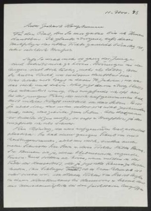 Brief von Käthe Kollwitz an Gerhart Hauptmann