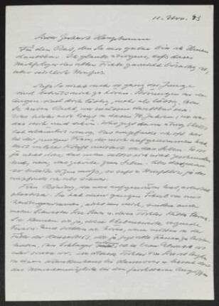 Brief von Käthe Kollwitz an Gerhart Hauptmann