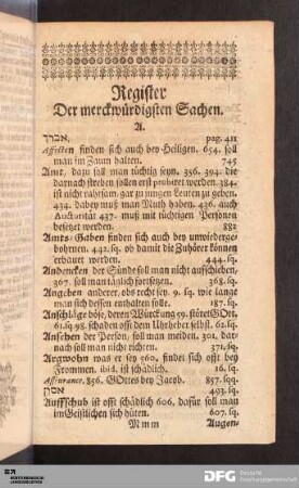 Register der merckwürdigsten Sachen