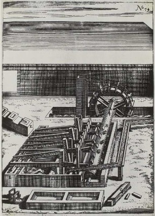 Papiermühle, Zeichnung, 1673