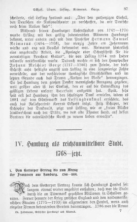 IV. Hamburg als reichsunmittelbare Stadt.1768 - jetzt.