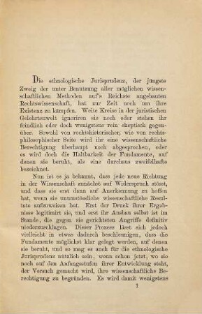 Einleitung in das Studium der ethnologischen Jurisprudenz