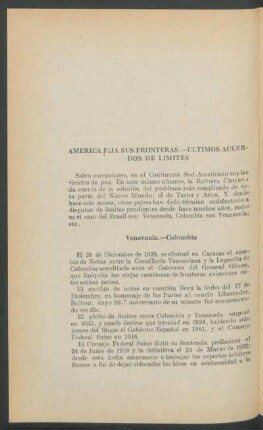 América fija sus fronteras - ultimos acuerdos de límites