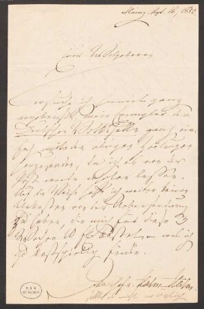 Nachlass von August Reichensperger (1808-1895): Brief von Ida Gräfin Hahn-Hahn an August Reichensperger - BSB Ana 429.B. Hahn-Hahn, Ida
