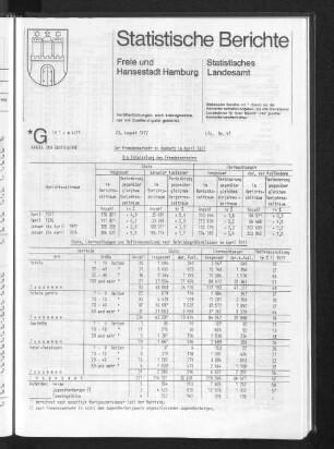 Der Fremdenverkehr in Hamburg im April 1977 : Lfd. Nr. 41