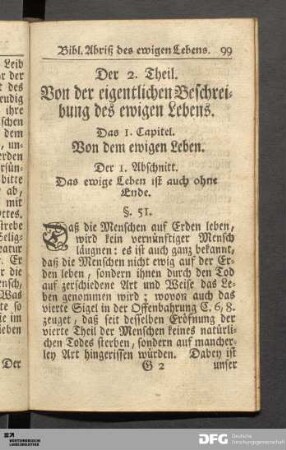 Der 2. Theil. Von der eigentlichen Beschreibung des ewigen Lebens.