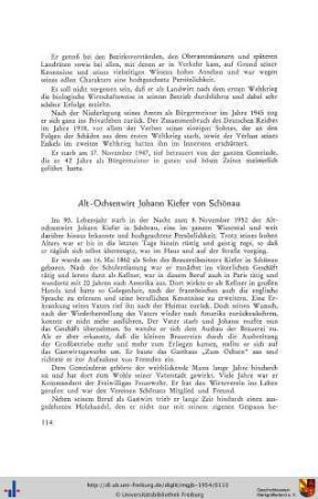 Alt-Ochsenwirt Johann Kiefer von Schönau