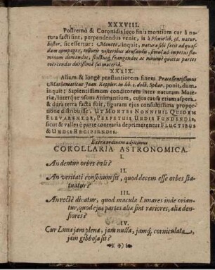 Corollaria Astronomica