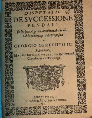Dispvtatio De Svccessione Fevdali