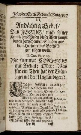 III. Andächtig Gebet.