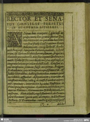 Rector Et Senatus Consilii Perpetui In Academia Lipsiensi