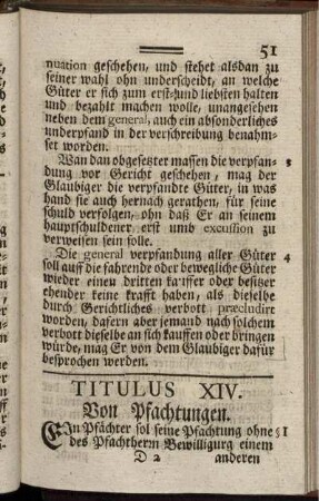 Titulus XIV. Von Pfachtungen