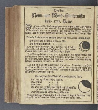 Von den Sonn- und Mond-Finsternissen dieses 1737. Jahrs.