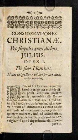 1-102, Considerationes Christianae. pro singulis anni diebus. Julius.