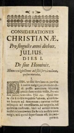 1-102, Considerationes Christianae. pro singulis anni diebus. Julius.