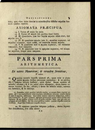 Pars Prima. Arithmetica.