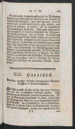 XIX. Hauptstück. Von der, einigen Päpsten beygelegten Staatsklugheit in Glaubenssachen