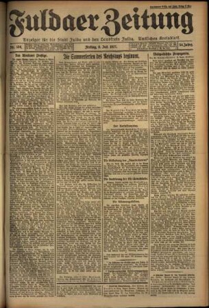 Erste Ausgabe vom Freitag, den 08. Juli 1927.