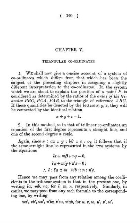 Chapter V. Triangular Co-Ordinates.