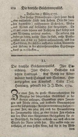 Die deutsche Gelehrtenrepublik. T.1.