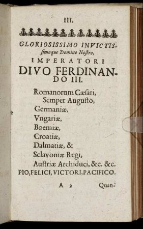 Gloriosissimo ... Imperatori Divo Ferdinando III. ...