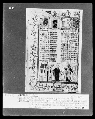Petites Heures des Herzogs von Berry — April mit Zacharias und dem Evangelisten Johannes, Folio 2verso