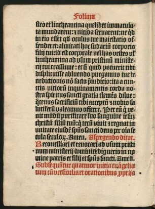 Subsequuntur quattuor initia evangeliorum cum versiculis et orationibus propriis que leguntur ad quattuor partes mundi.
