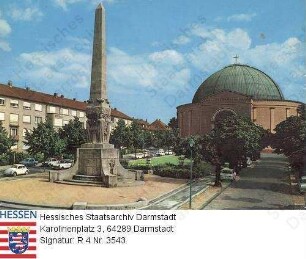 Darmstadt, Alice-Denkmal und katholische St. Ludwigskirche