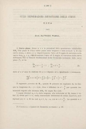 Sulle deformazioni infinitesime delle curve
