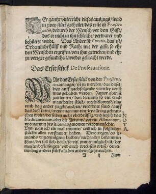 Das Erste stück De Praeservatione.