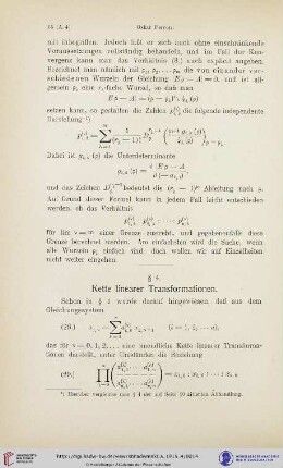 § 4. Kette linearer Transformationen