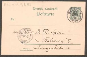 Postkarte an Friedrich Spitta : 25.11.1894