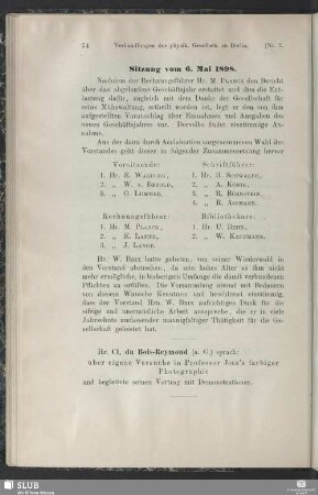 Sitzung vom 6. Mai 1898