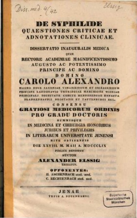 De syphilide quaestiones criticae et adnotationes clinicae