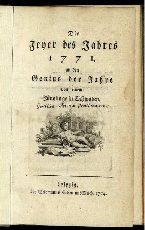 Die Feyer des Jahres 1771. an den Genius der Jahre