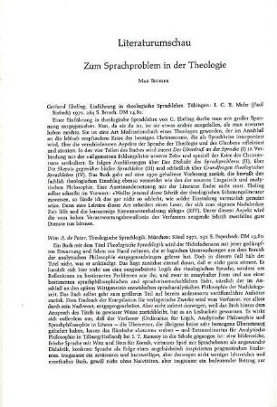 196 [Rezension] Ebeling, Gerhard, Einführung in theologische Sprachlehre