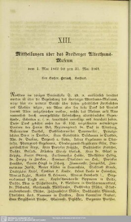 Mittheilungen über das Freiberger Alterthums-Museum vom 1. Mai 1862 bis zum 31. Mai 1863