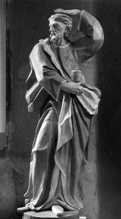 Heiliger mit Hostienbüchse aus der Pfarrkirche Rhodt unter Rietburg