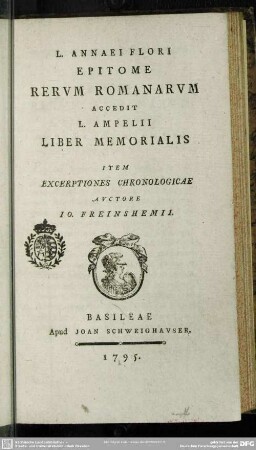L. Annaei Flori Epitome Rerum Romanarum