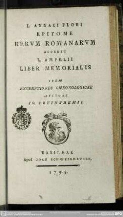 L. Annaei Flori Epitome Rerum Romanarum