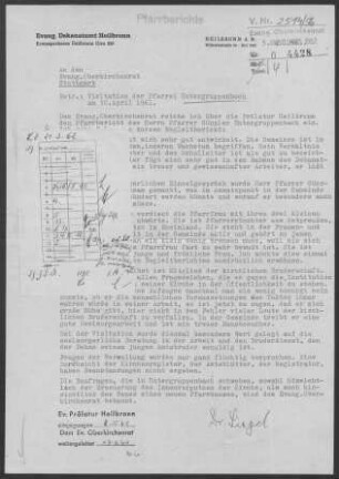 Untergruppenbach mit Happenbach und Teilen von Wüstenhausen: Visitationsbericht mit Pfarrbericht 1961