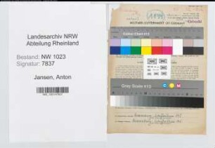 Entnazifizierung Anton Jansen , geb. 28.07.1905 (Schachtmeister)