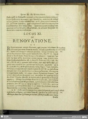 Locus XI. De Renovatione