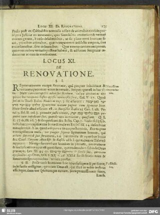 Locus XI. De Renovatione