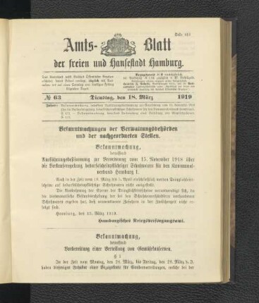 No.63, Dienstag, den 18. März 1919