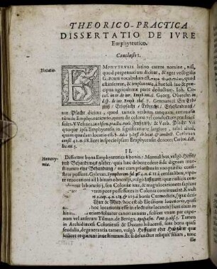 Theorico-Practica Dissertatio De Iure Emphyteutico.