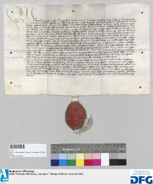 Georius, Abt des Benediktinerklosters St. Egidien in Nürnberg, stellt ein Vidimus aus von dem Münzübergabsbrief des Markgrafen Friedrich von Brandenburg d.d. 26. August 1424.