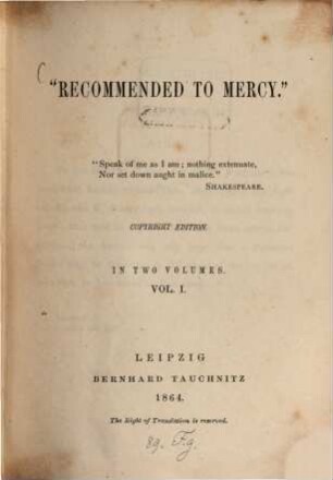 Recommended to mercy, 1