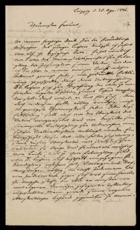 Brief von Heinrich Leberecht Fleischer an Heinrich Ewald. Leipzig, 30.4.1846