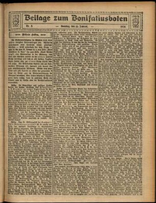 Zweite Ausgabe vom Sonntag, den 15. Januar 1928.